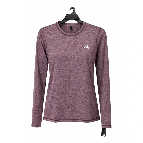 Adidas Women’s Long Sleeve Tech Tee Heather Shadow Fig Size L - Picture 4 of 8